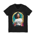 Bougie and Blessed Vintage Retro Glam V-Neck Tee — "Bougie & Blessed" Retro Pinup Graphic T-Shirt