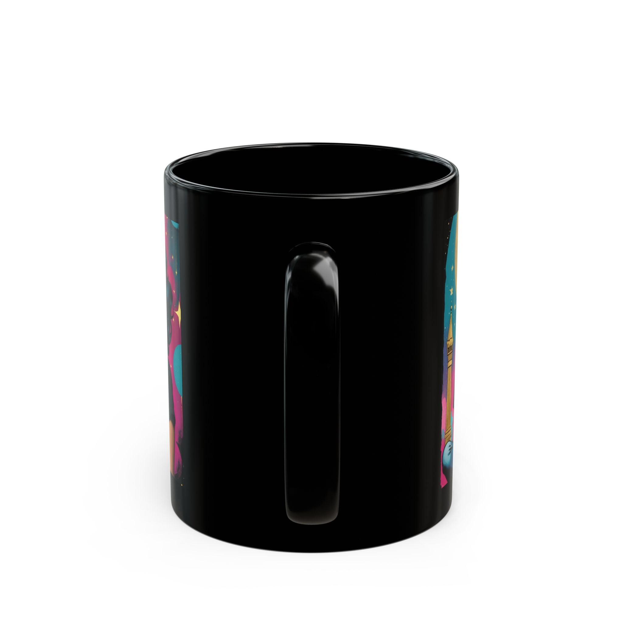 Karma's Favorite Black Ceramic Mug — Retro Pinup Meditation Design (11oz/15oz)
