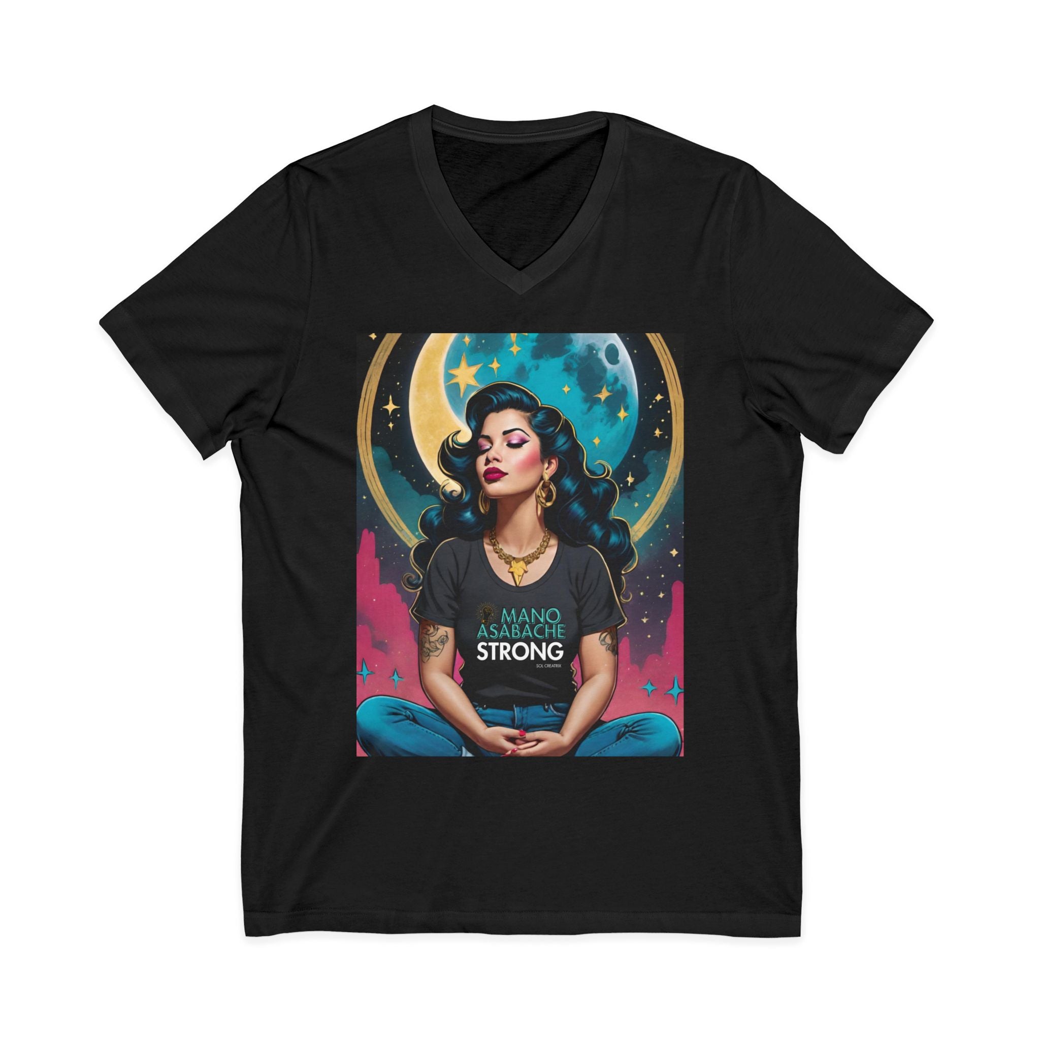 ManoAsabache Strong Vintage Retro Glam Unisex Jersey Short Sleeve V-Neck Tee