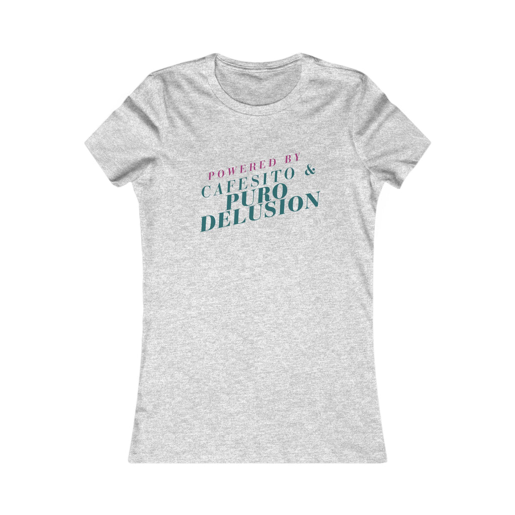 "Powered by Cafecito & Puro Delusion" Casual Graphic Shirt Women's T