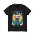 Latina Perfect Vintage Retro Glam Moonrise Babe V-Neck Tee — Confident Retro Woman Graphic Shirt