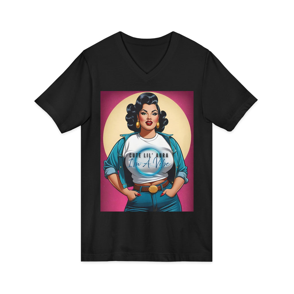 Cute Lil Aura I'm A Vibe Vintage Retro Glam Pin-Up V-Neck Tee