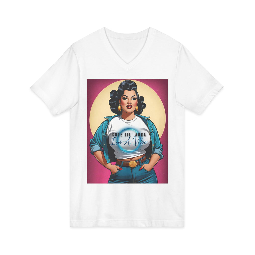 Cute Lil Aura I'm A Vibe Vintage Retro Glam Pin-Up V-Neck Tee