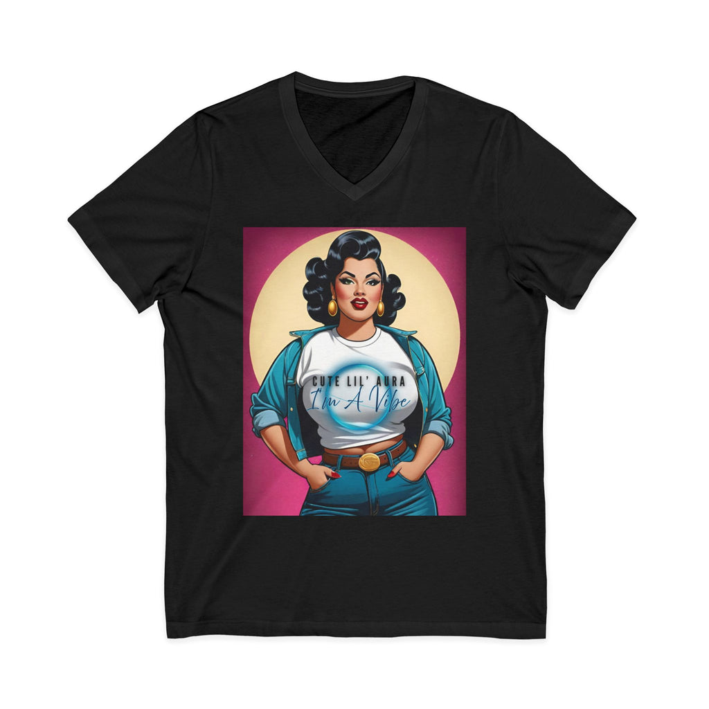 Cute Lil Aura I'm A Vibe Vintage Retro Glam Pin-Up V-Neck Tee