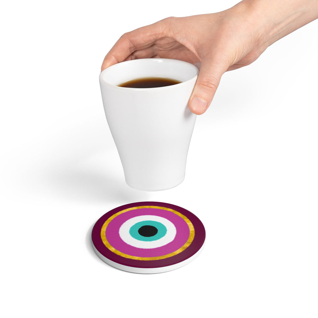 Magenta Mal de Ojo Ceramic Coaster