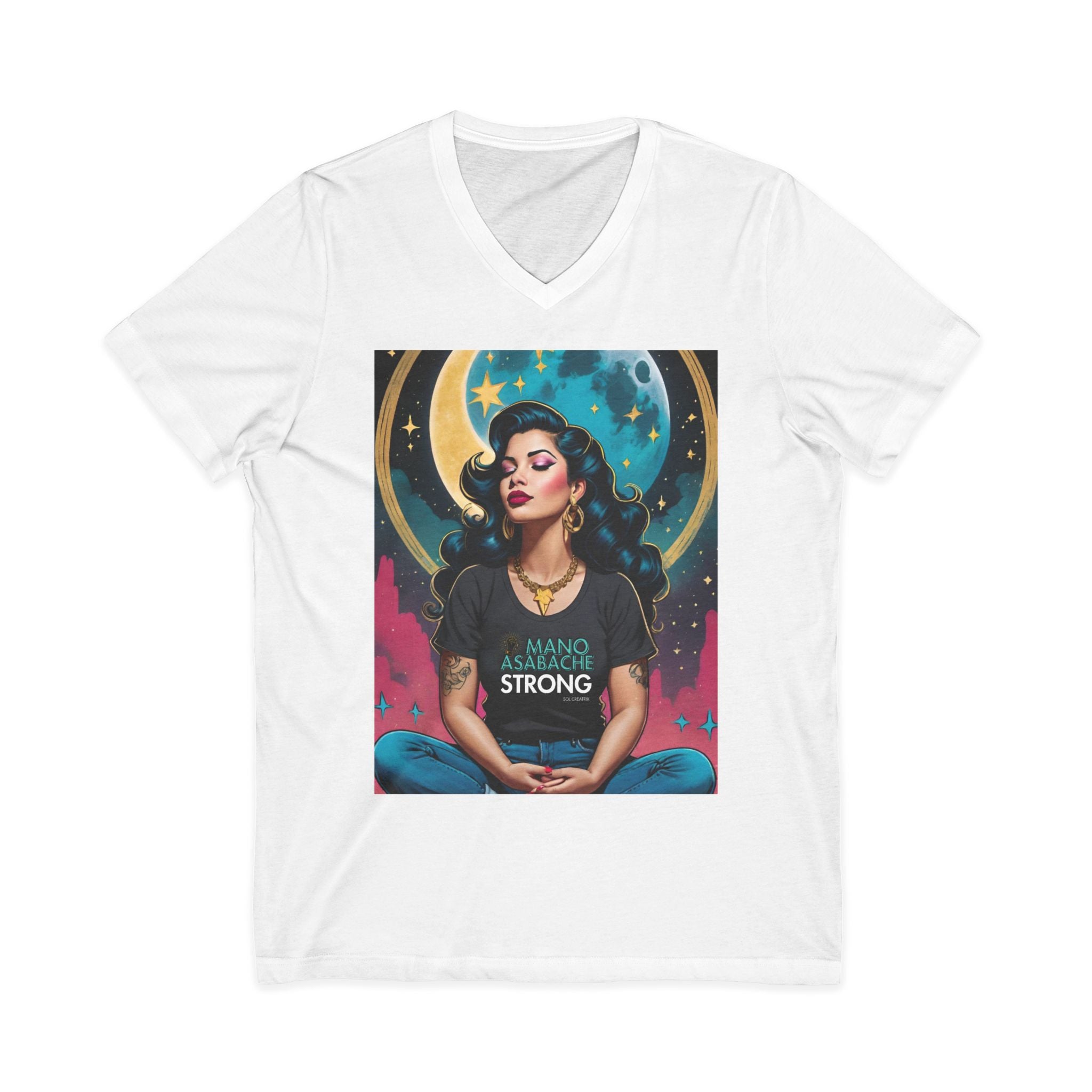 ManoAsabache Strong Vintage Retro Glam Unisex Jersey Short Sleeve V-Neck Tee