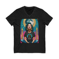 Sol Creatrix Vintage Retro Glam Astro Meditation V‑Neck Tee — Moon Goddess Retro Graphic T‑Shirt