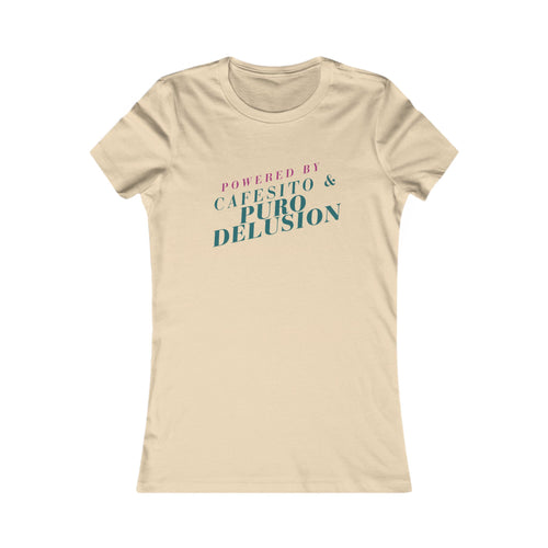 "Powered by Cafecito & Puro Delusion" Casual Graphic Shirt Women's T