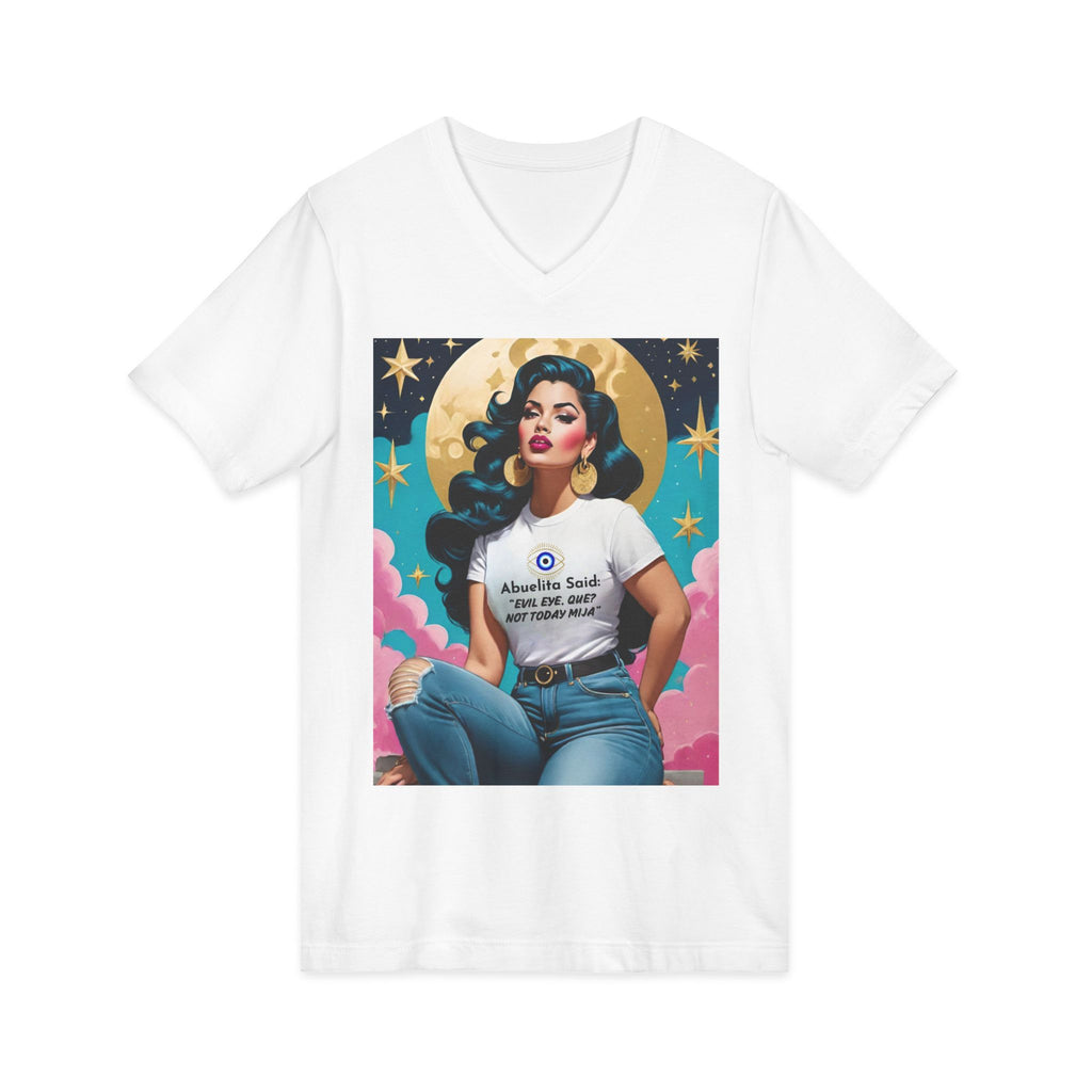 Abuelita said: Evil eye que? Not today Mija Vintage Retro Glam Pinup V-Neck Tee Graphic