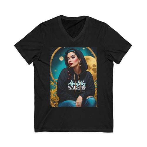 Abuelita is watching, she saw what you did Vintage Retro Glam Portrait V-Neck Tee