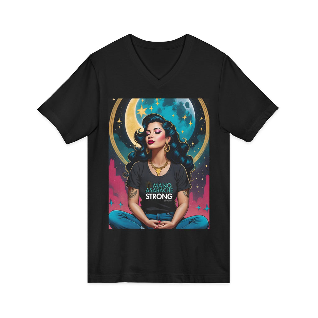 ManoAsabache Strong Vintage Retro Glam Unisex Jersey Short Sleeve V-Neck Tee