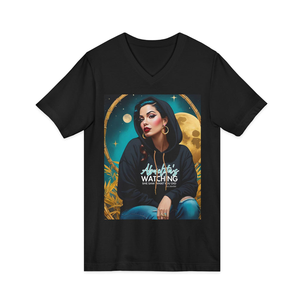 Abuelita is watching, she saw what you did Vintage Retro Glam Portrait V-Neck Tee