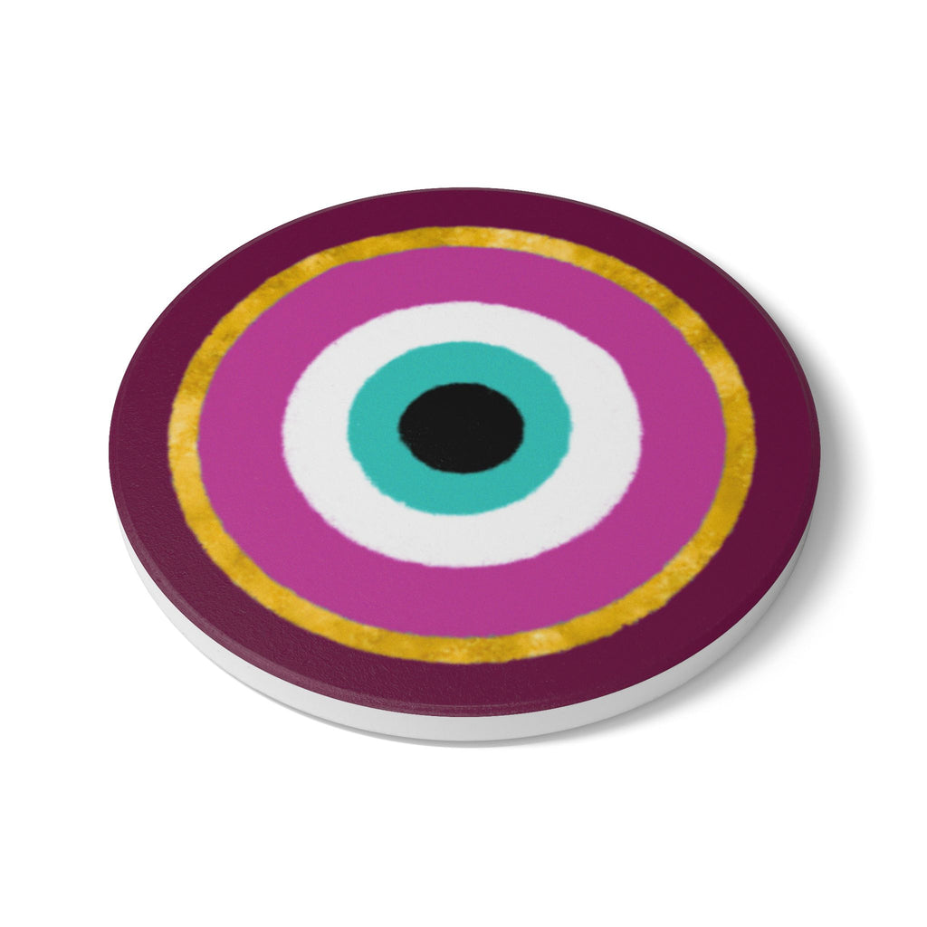 Magenta Mal de Ojo Ceramic Coaster