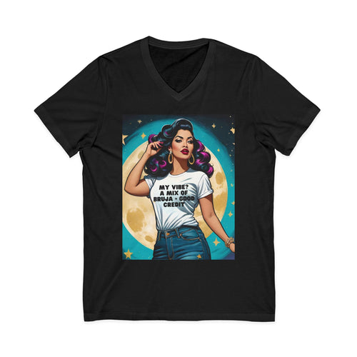 "My Vibe? A Mix of Bruja and Good Credit Vintage Retro Glam Pin UPV-Neck Tee