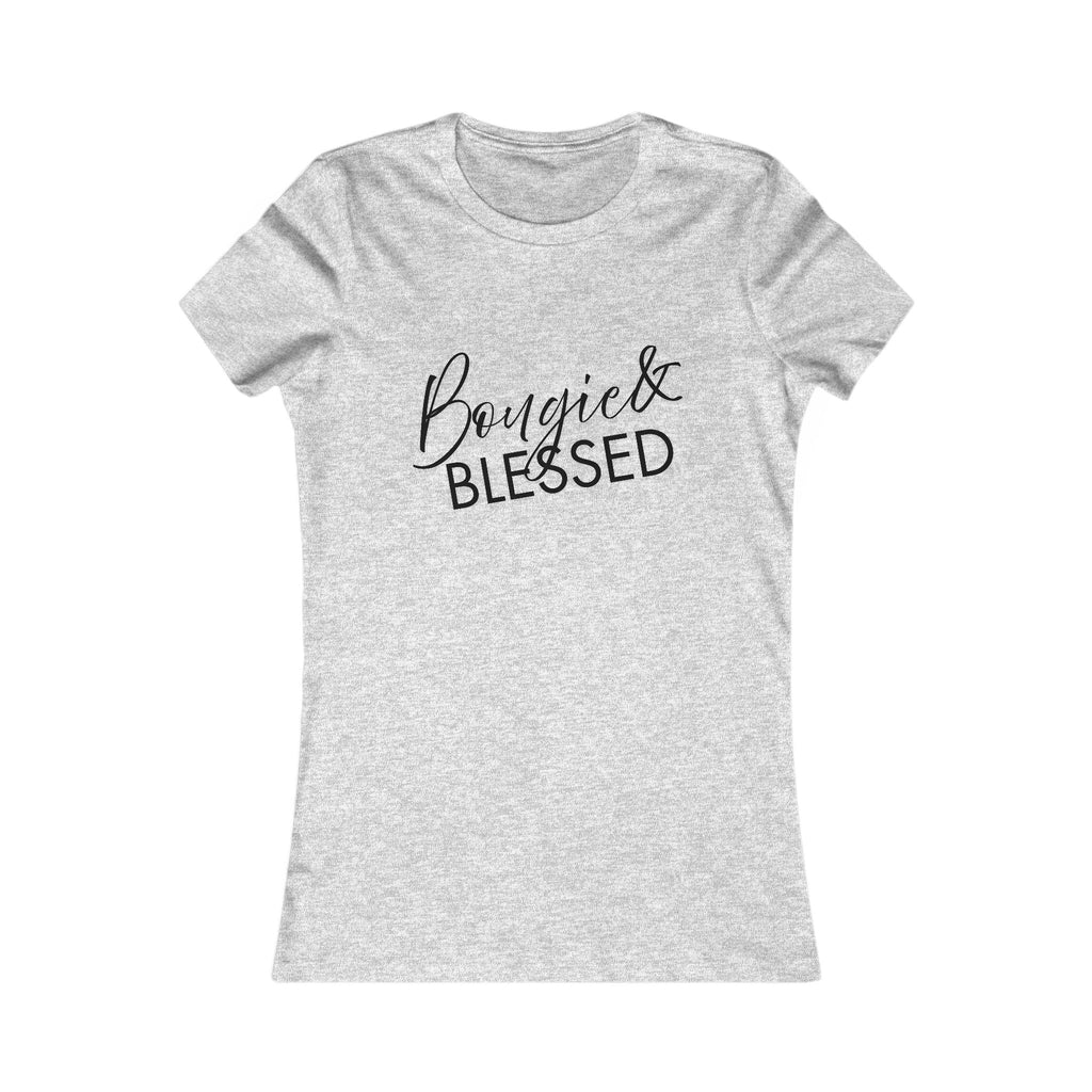 Bougie & Blessed Women's Tee – Trendy Script Graphic Shirt for Chic, Faithful Style