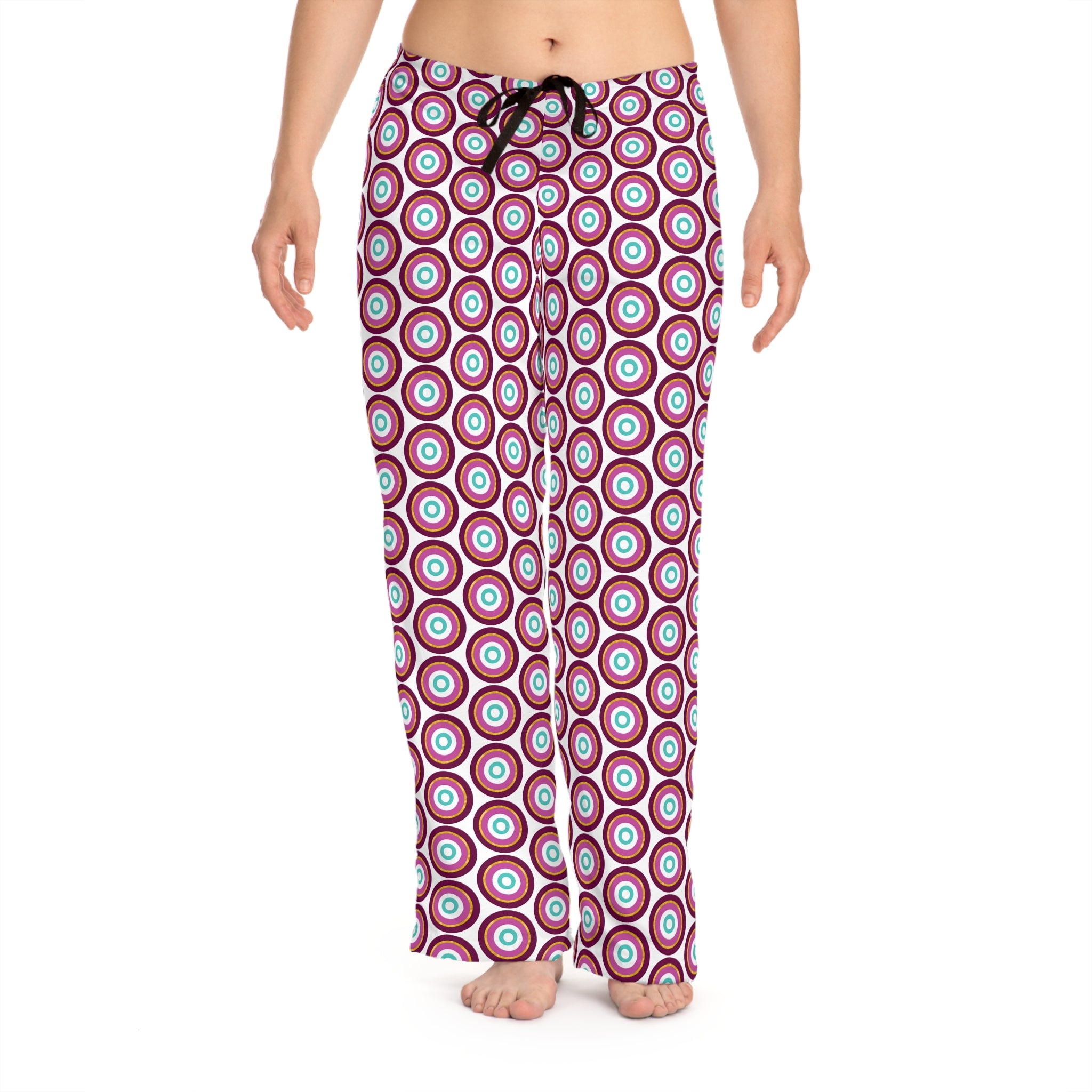 Mal De Ojo White Stylish Women's Pajama Pants, Cozy Lounge Pants, Gift for Her, Sleepwear, Relaxation Attire, Party Trousers, Unique Fashion