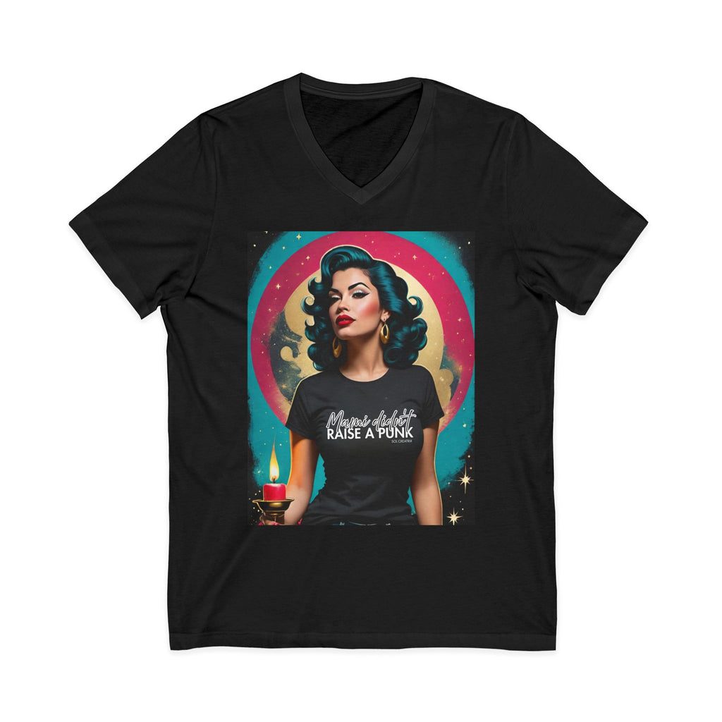 Mama Didn't Raise a Punk Vintage Retro Glam V-Neck Tee — Retro Pinup Graphic Shirt