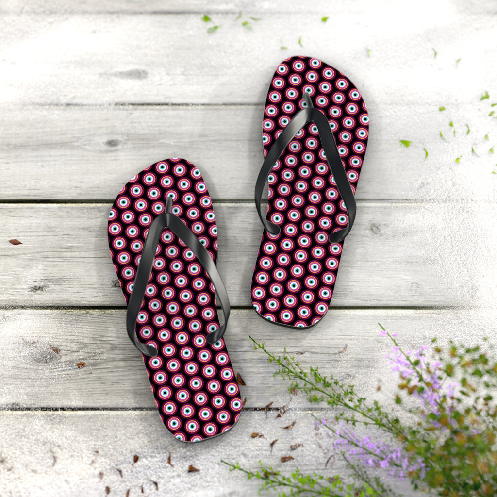 Mal de Ojo Chancleta Trendy Patterned Flip Flops - Summer Beach Footwear, Poolside Relaxation, Vacation Essential, Gift for Her